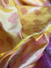 Silk Banarasi - Yellow Pink Resham Woven