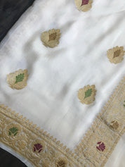 Khaddi Georgette Banarasi - Beige Meenakari