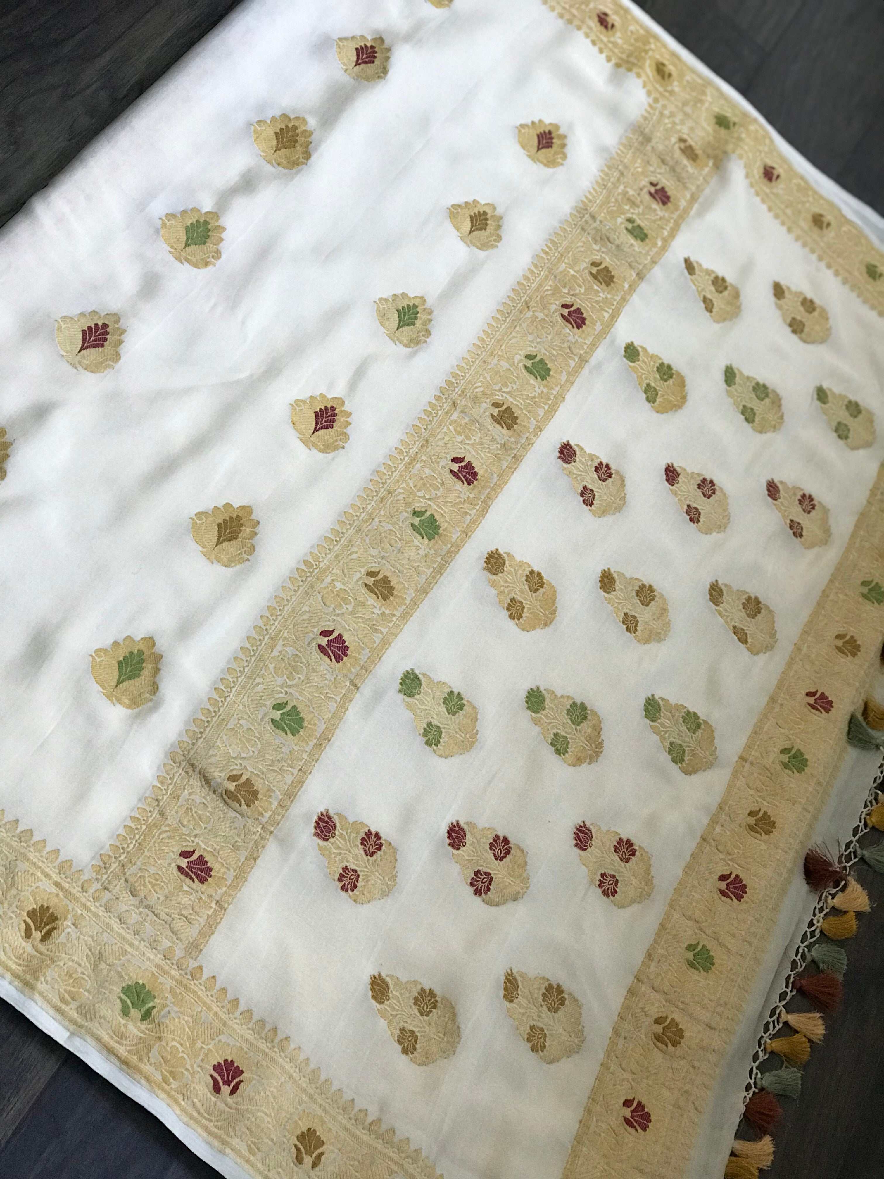 Khaddi Georgette Banarasi - Beige Meenakari