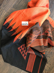 Matka Silk - Rust Black Jaamdani Weave