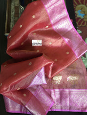 Tissue Chanderi Silk - Orangish Peach Lavender