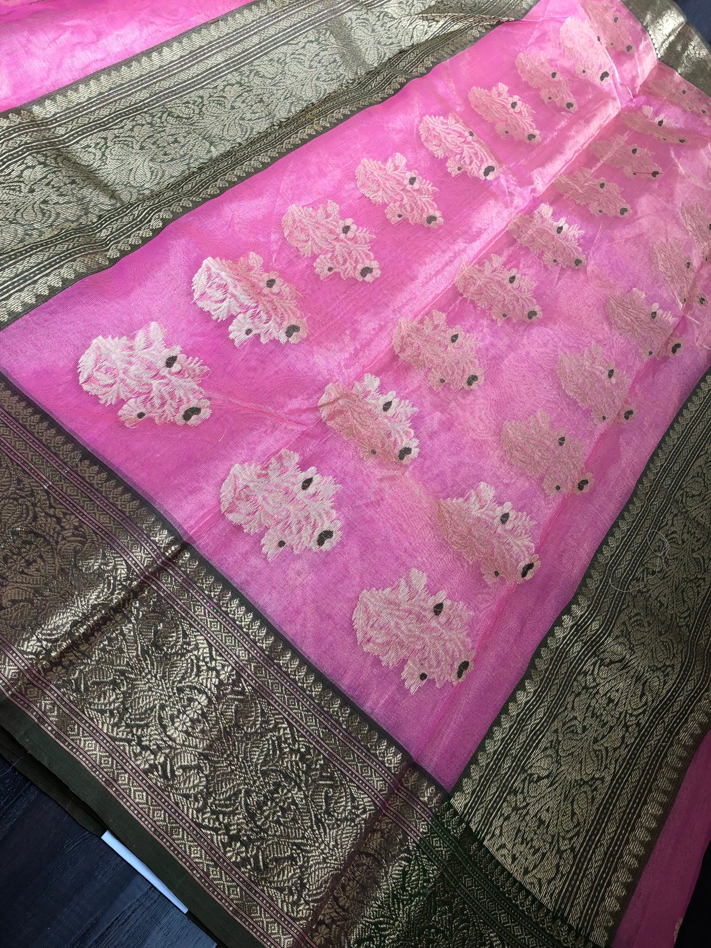 Tissue Chanderi Silk - Bubble Pink Green