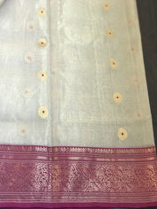 Tissue Chanderi Silk - Golden Beige Magenta Meenakari
